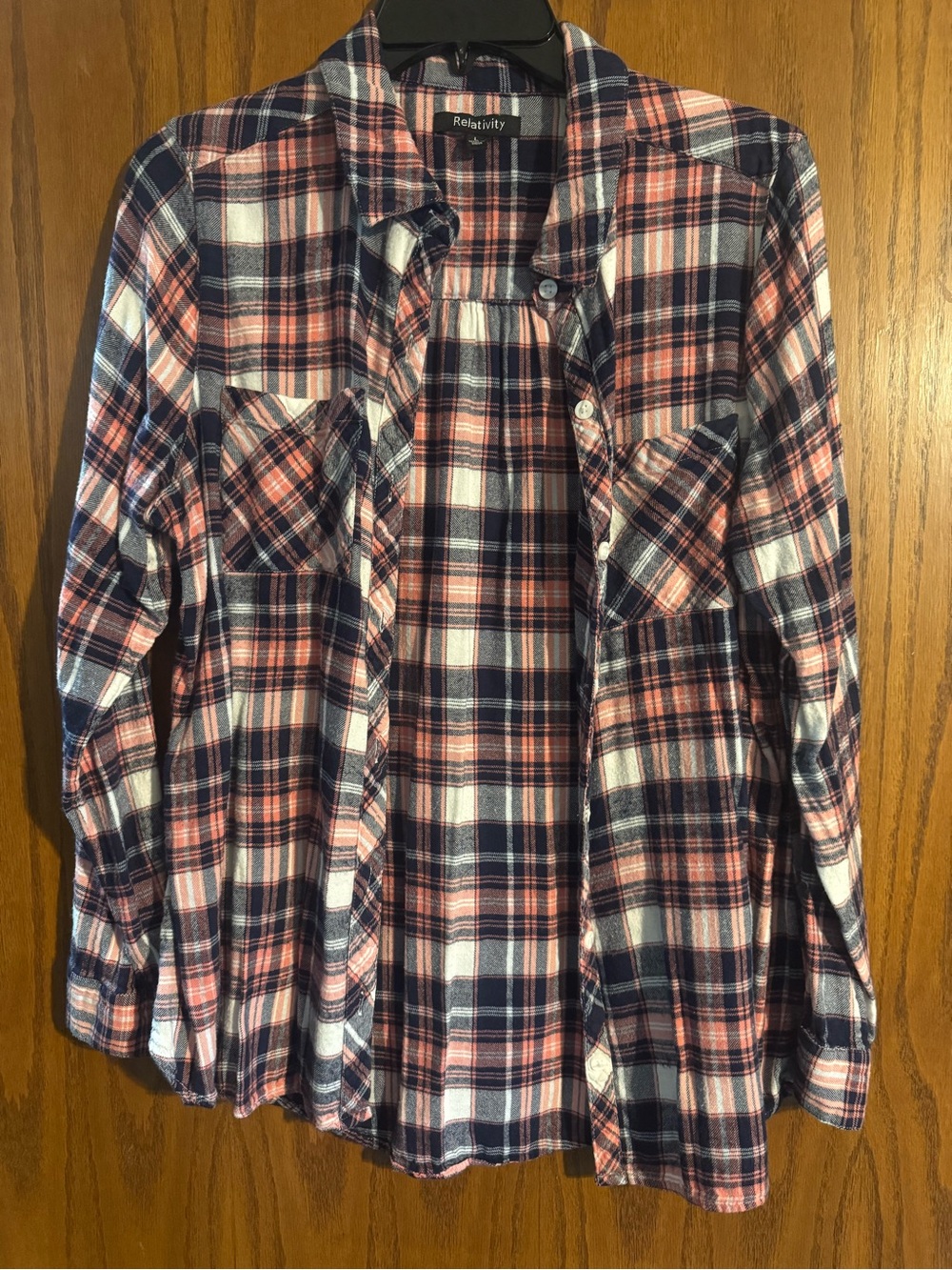 Relativity Navy, Pink & White Plaid Button-Down Shirt